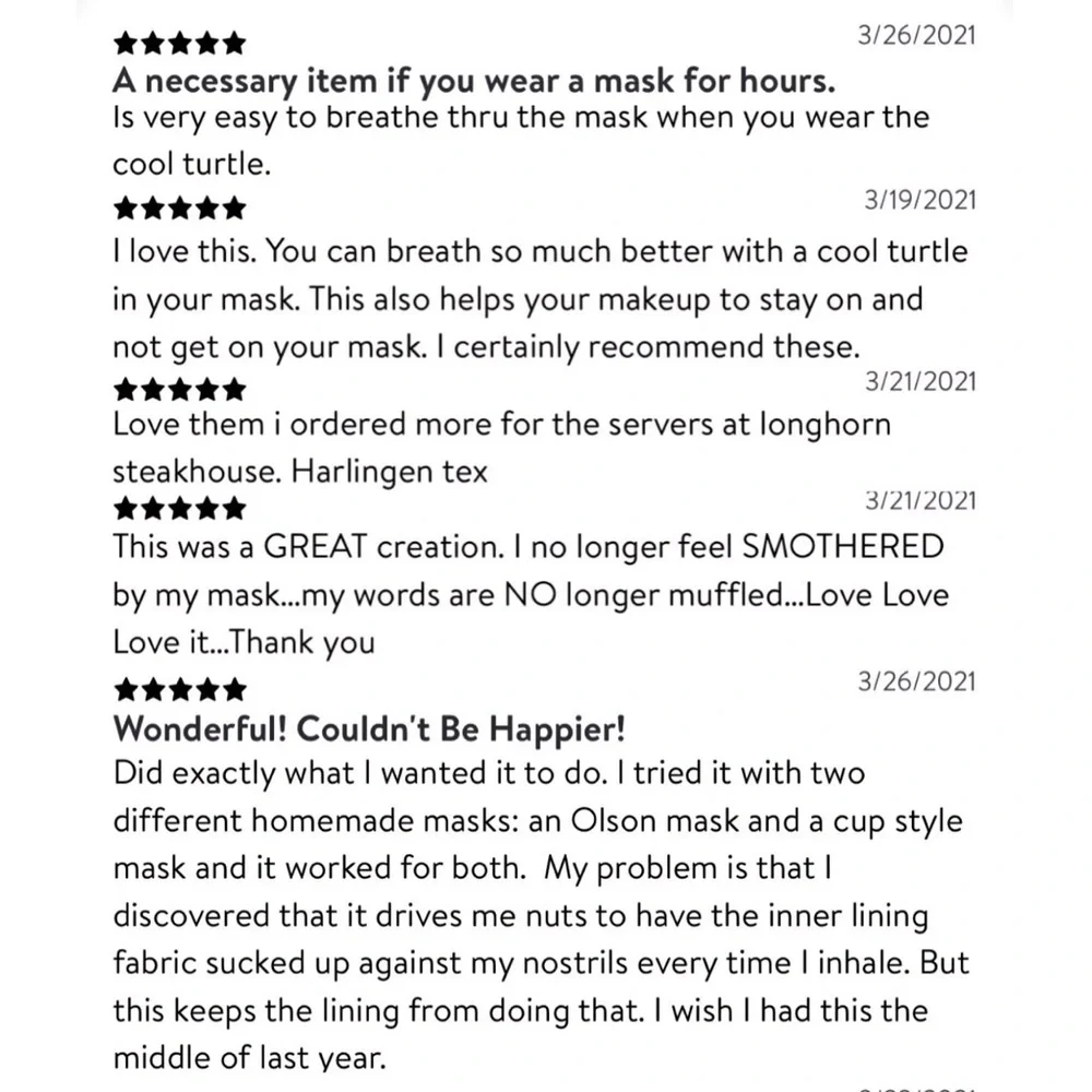 NEW COOL TURTLE Mask Enhancer BREATHE EASY & STAY COOL Green UNISEX Adult 6 Pk